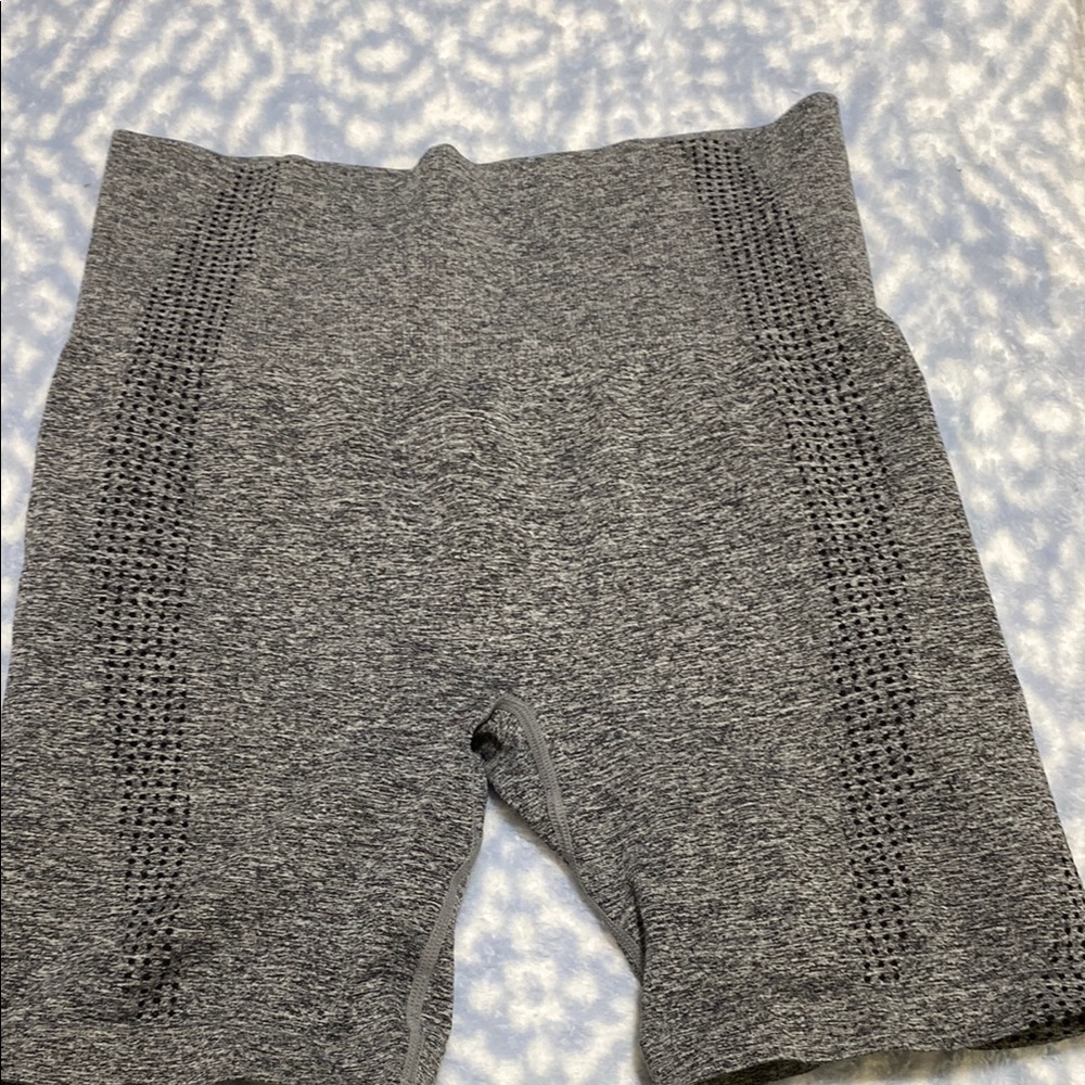 Gray Textured Biker Shorts